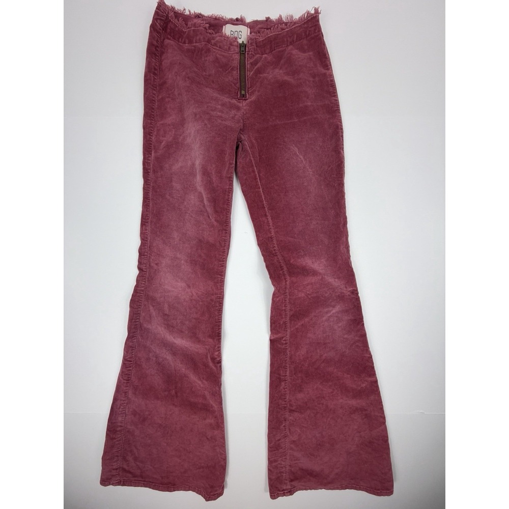 BDG Iona Zip Front Flare Pants Size 24 Pink Corduroy Low Rise Bell Bottom - Picture 3 of 12